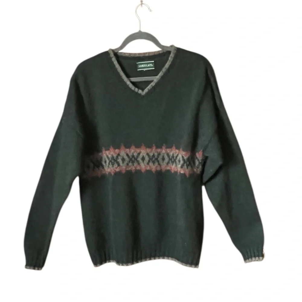 Vintage Landscape Wool Blend Fair Isle Sweater. Size